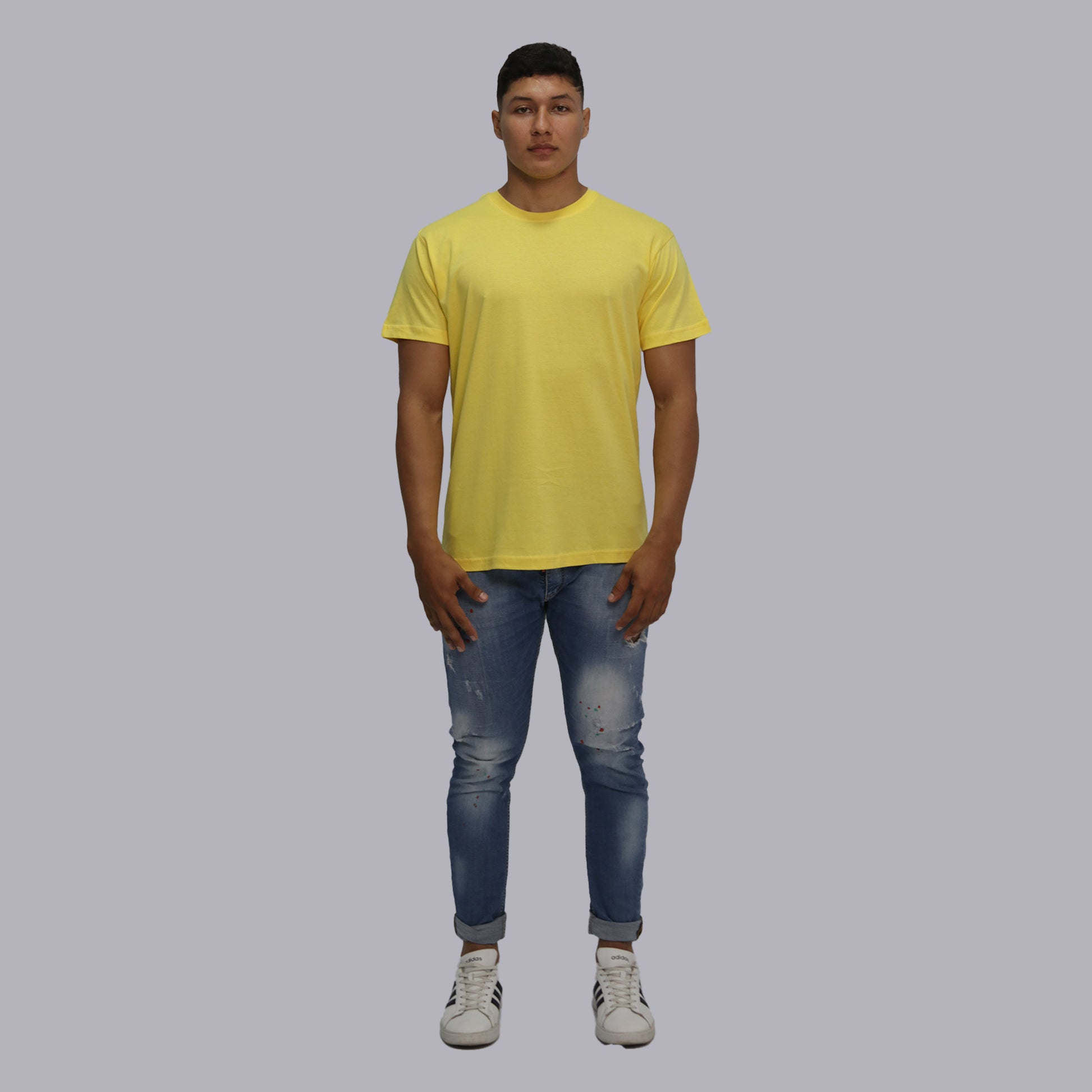 Camiseta básica de cuello redondo amarillo claro | Terranova